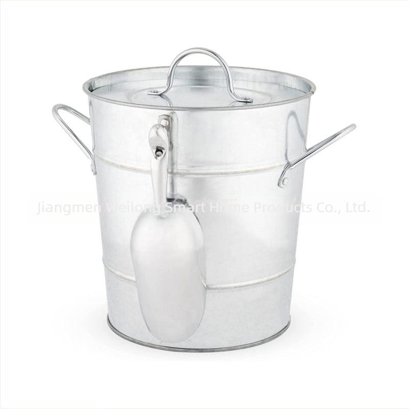 Găleată de gheață din fier cu capac și lingură Amazon, comerț exterior exclusiv transfrontalier, export, găleată ovală pentru gheață, mâner, găleată pentru vin