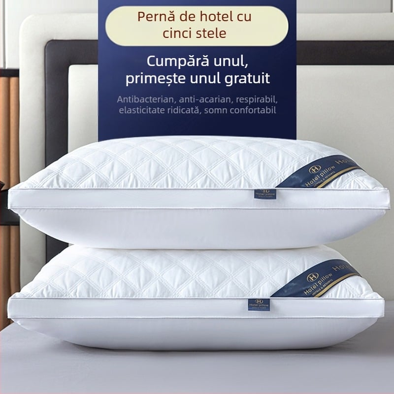 [Cumpără unul, primești unul gratuit] Pereche de perne de hotel de cinci stele, cu miez de pernă lavabilă pentru un singur adult, protecție pentru gât, miez de pernă din catifea cu pene