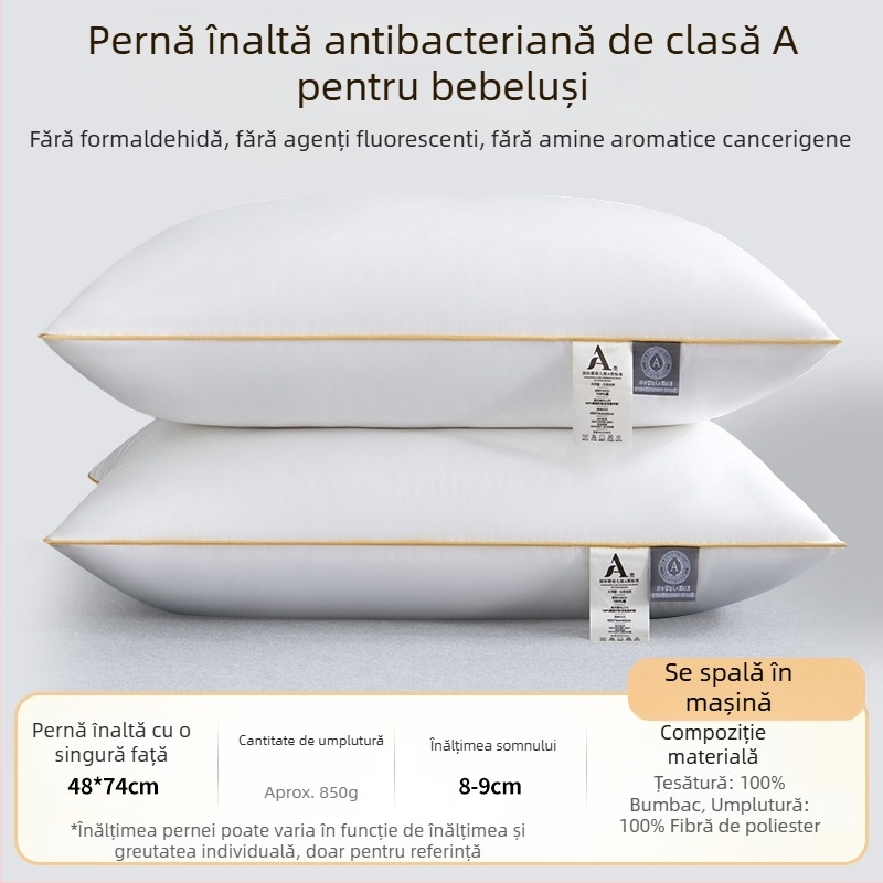 [Cumpără unul, primești unul gratuit] Pereche de perne de hotel de cinci stele, cu miez de pernă lavabilă pentru un singur adult, protecție pentru gât, miez de pernă din catifea cu pene