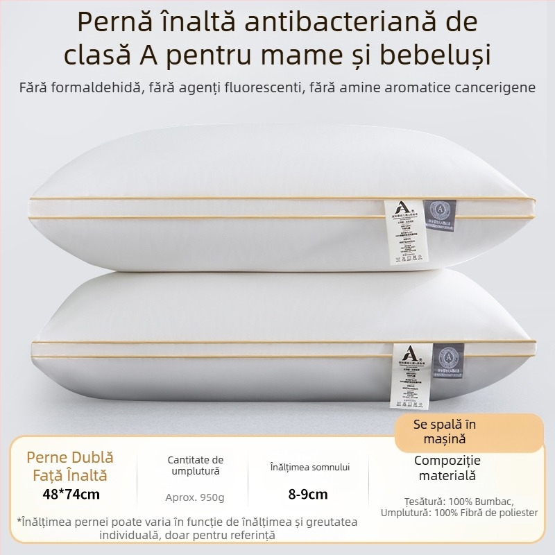 [Cumpără unul, primești unul gratuit] Pereche de perne de hotel de cinci stele, cu miez de pernă lavabilă pentru un singur adult, protecție pentru gât, miez de pernă din catifea cu pene