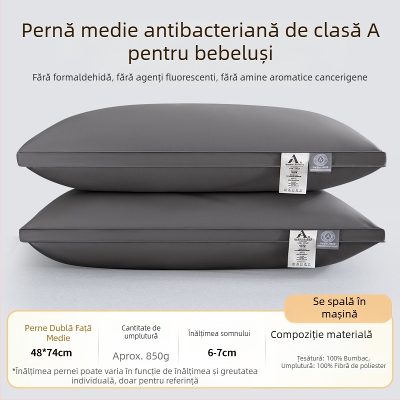 [Cumpără unul, primești unul gratuit] Pereche de perne de hotel de cinci stele, cu miez de pernă lavabilă pentru un singur adult, protecție pentru gât, miez de pernă din catifea cu pene