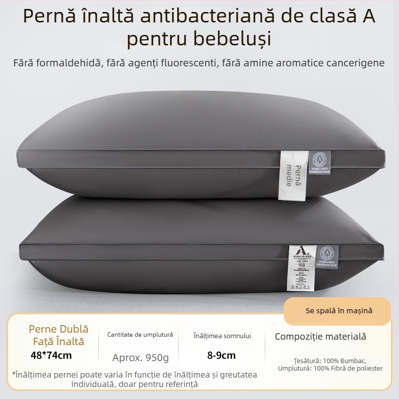 [Cumpără unul, primești unul gratuit] Pereche de perne de hotel de cinci stele, cu miez de pernă lavabilă pentru un singur adult, protecție pentru gât, miez de pernă din catifea cu pene