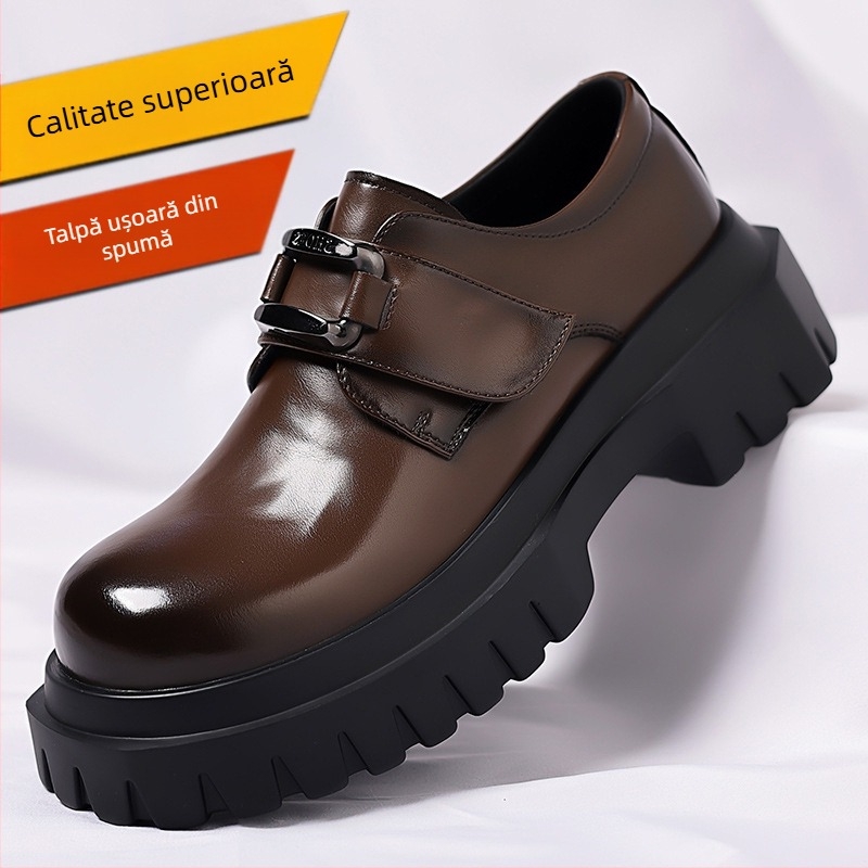 Pantofi de piele pentru bărbați de primăvară, stil britanic, versatil, cu talpă groasă, la modă, pantofi pentru bărbați, stil coreean, pantofi casual formali Derby, Dropshipping