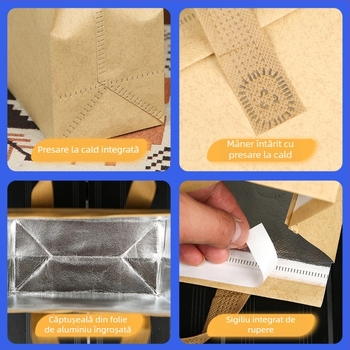 Geantă nețesută, geantă izolatoare personalizată de unică folosință pentru mâncare la pachet, ambalaj personalizat pentru catering, ceai cu lapte, geantă de mână autoetanșantă din folie de aluminiu