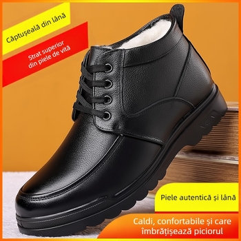 Pantofi de bumbac pentru bărbați, pantofi de iarnă căptușiți cu fleece, caldi, din bumbac, cizme de zăpadă din piele, de top, pentru bărbați, pantofi de vârstă mijlocie și bătrâni