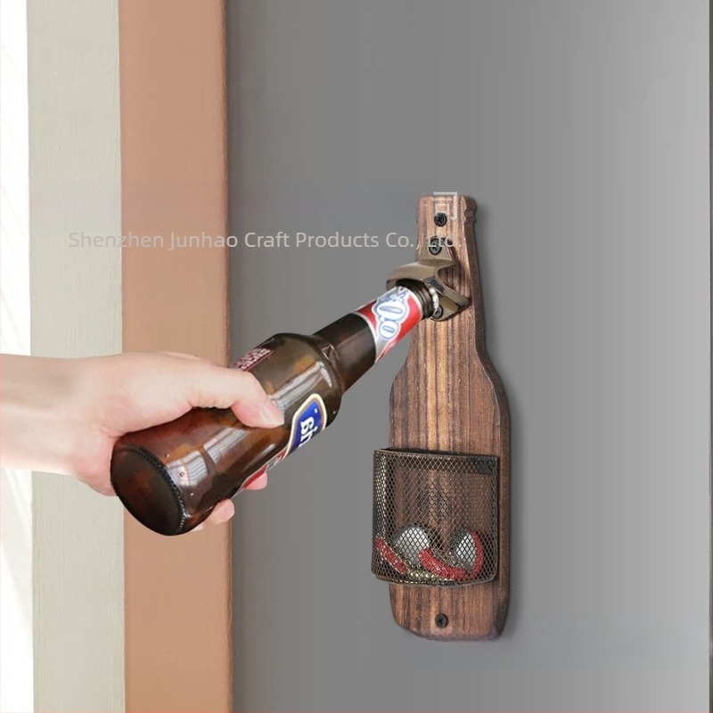 Deschizător de sticle montat pe perete, din lemn, nou, cu design creativ european, pentru magazin, deschizător de sticle, recuzită de decorare