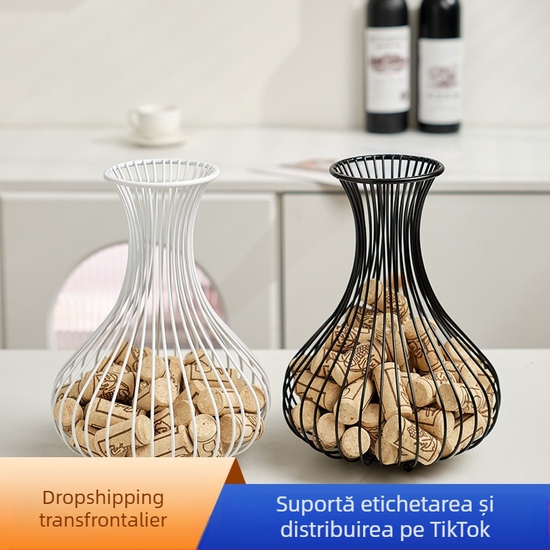 Coș de depozitare cu dop de vin transfrontalier, dop de sticlă de vin din plută, coș de depozitare, dop de vin, coș de colectare, ornamente de bar