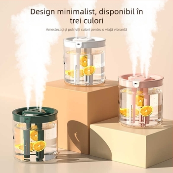 Umidificator de aer cu volum mare de ceață, spray silențios, trei duze, umidificator de birou de mare capacitate, difuzor de aromă, hidratant