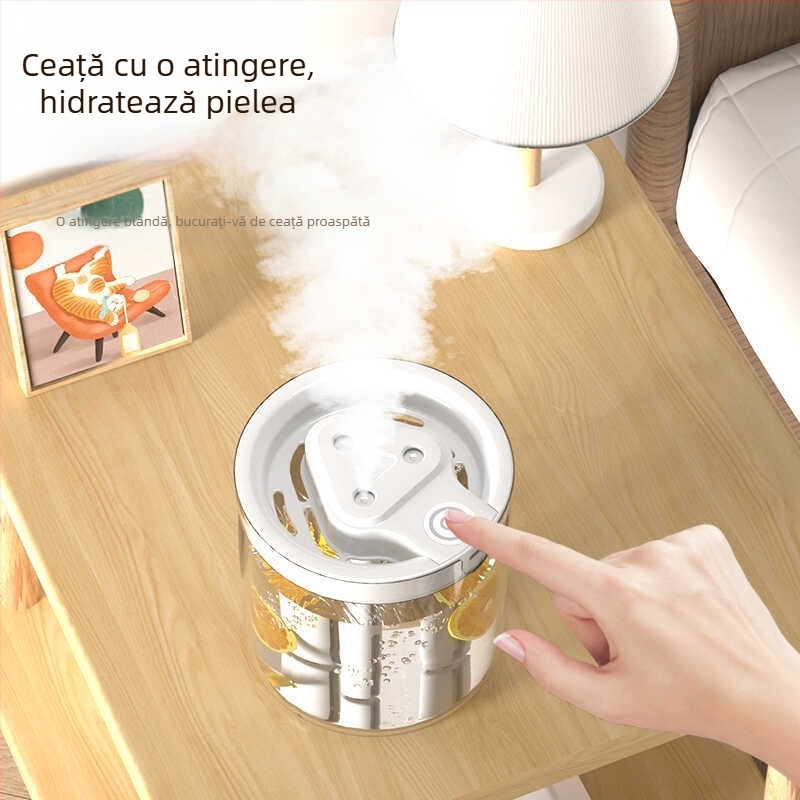 Umidificator de aer cu volum mare de ceață, spray silențios, trei duze, umidificator de birou de mare capacitate, difuzor de aromă, hidratant