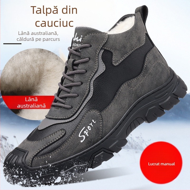 Pantofi de iarnă pentru bărbați, căptușiți cu fleece, caldi, cu blană îngroșată, sport, casual, pentru zăpadă, Northeast, caldi, antiderapanți, din bumbac, cizme de zăpadă pentru bărbați