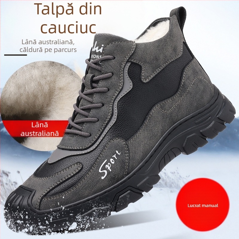Pantofi de iarnă pentru bărbați, căptușiți cu fleece, caldi, cu blană îngroșată, sport, casual, pentru zăpadă, Northeast, caldi, antiderapanți, din bumbac, cizme de zăpadă pentru bărbați