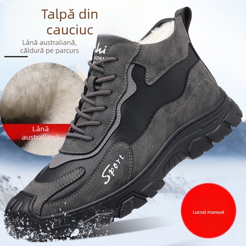 Pantofi de iarnă pentru bărbați, căptușiți cu fleece, caldi, cu blană îngroșată, sport, casual, pentru zăpadă, Northeast, caldi, antiderapanți, din bumbac, cizme de zăpadă pentru bărbați