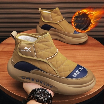 Pantofi de iarnă pentru bărbați, cu căptușeală din fleece, îngroșați, din bumbac, de tip Northeast, 2025, impermeabili, caldi, cu blană, cizme de zăpadă din bumbac