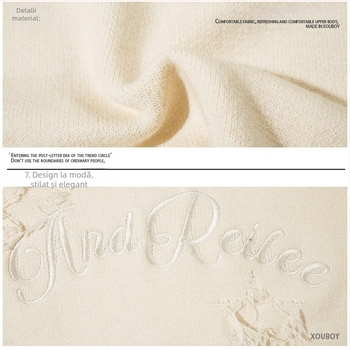 YPRS Pulover tricotat larg pentru bărbați, stil european și american, hip hop, High Street, marcă de modă, scrisoare brodată, stil leneș, pulover pentru bărbați și femei