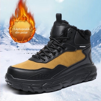 Pantofi de drumeție Cross-Border mărimea mare 48 pentru bărbați, pantofi cu căptușeală din fleece și bumbac îngroșat, pantofi antiderapanți cu vârf înalt, cizme de zăpadă, pantofi de călătorie în aer liber la munte