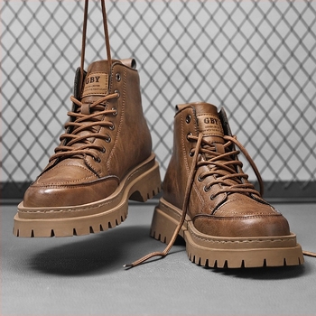 Cizme Martin pentru bărbați, toamna, impermeabile, de top mediu, sport, din piele, pantofi retro britanici, în aer liber, alpinism, casual, cizme de lucru