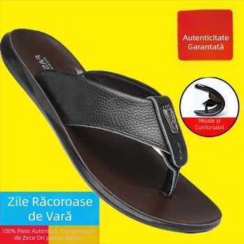 2023 noi șlapi din piele de prim strat, pantofi pentru bărbați, vară, casual, deodorant, sandale și papuci pentru bărbați, generație de păr la modă