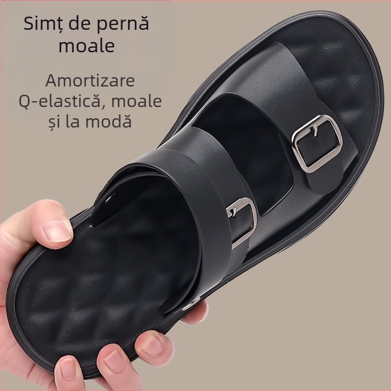 Sandale pentru bărbați, vara 2025, stil nou, din piele naturală, pernă de aer, papuci de conducere, sport, casual, antiderapante, talpă moale, pantofi de plajă în aer liber