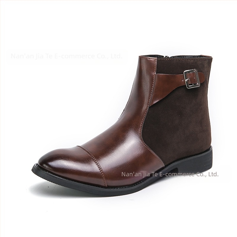 Cizme din piele Chelsea pentru bărbați, stil european și american, la modă, de primăvară, cu vârf înalt și vârf, pantofi casual