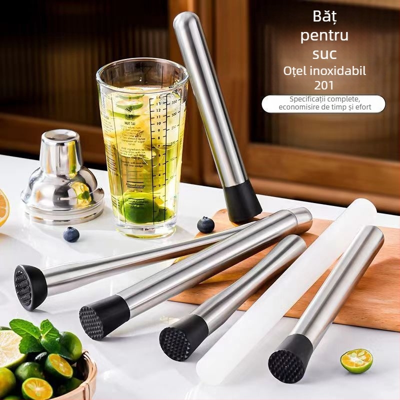 Băț de tasare, băț de zdrobire a gheții, bătut manual, ciocan de lămâie, băț de presare a sucului, zdrobitor de zăpadă, cupă din oțel inoxidabil, ciocan de presare a fructelor, gheață