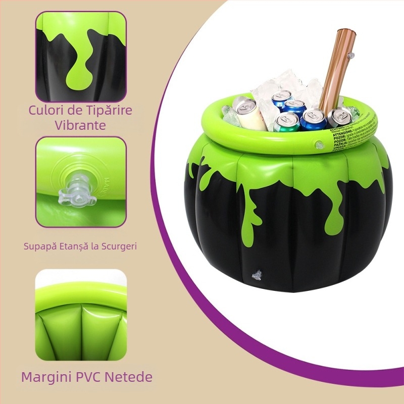 Găleată de gheață gonflabilă transfrontalieră pentru petrecere de Halloween, aranjament decorativ, găleată din PVC pentru băuturi cu gheață, vrăjitoare, amestecând găleata de gheață