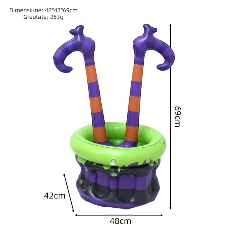Găleată de gheață gonflabilă transfrontalieră pentru petrecere de Halloween, aranjament decorativ, găleată din PVC pentru băuturi cu gheață, vrăjitoare, amestecând găleata de gheață