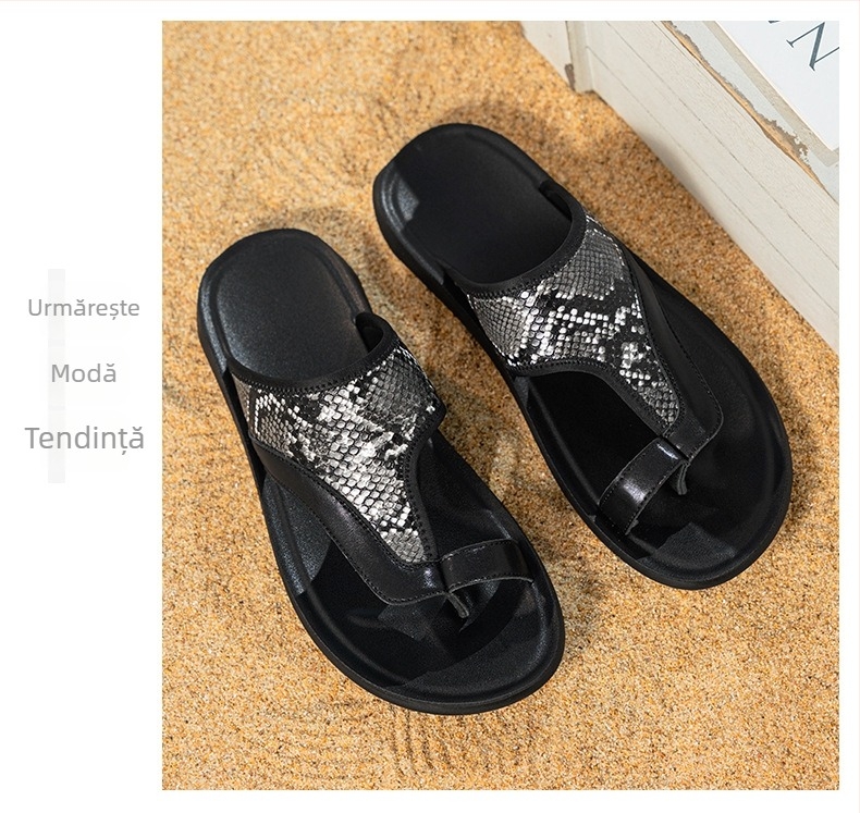 Sandale pentru bărbați Cross-Border, vara 2025, pantofi de plajă cu talpă moale, antiderapanți, dimensiuni mari, flip-flops din piele naturală