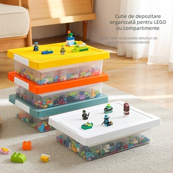 Cutie de depozitare pentru birou Lego, cutie de depozitare pentru blocuri de construcție, clasificare a pieselor, sortare subcompartiment, cutie de depozitare pentru jucării pentru copii