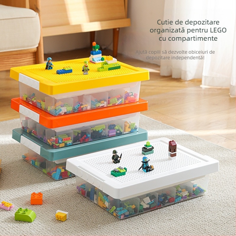 Cutie de depozitare pentru birou Lego, cutie de depozitare pentru blocuri de construcție, clasificare a pieselor, sortare subcompartiment, cutie de depozitare pentru jucării pentru copii