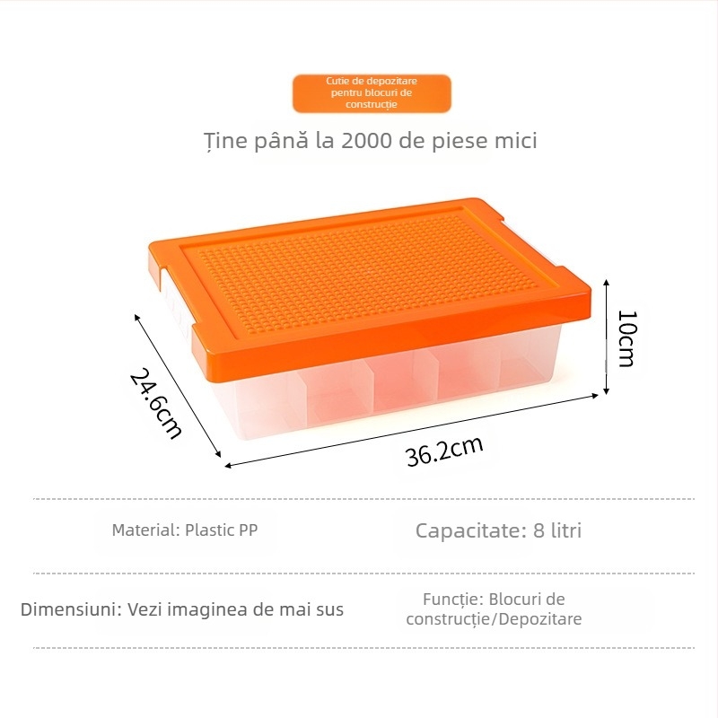 Cutie de depozitare pentru birou Lego, cutie de depozitare pentru blocuri de construcție, clasificare a pieselor, sortare subcompartiment, cutie de depozitare pentru jucării pentru copii