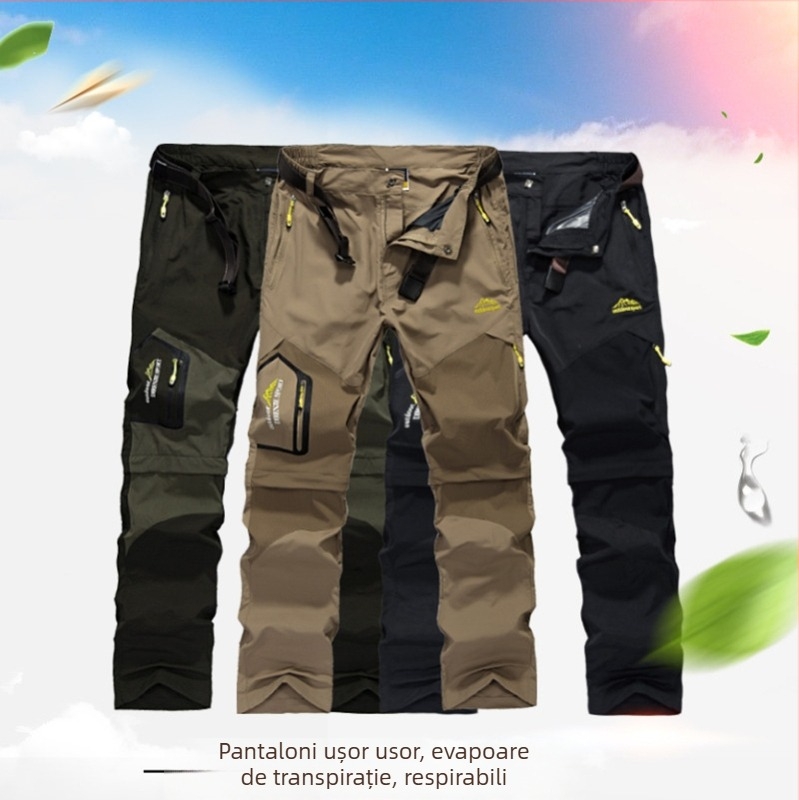 Pantaloni de drumeție pentru bărbați, cu uscare rapidă, detașabili, impermeabili și rezistenti la vânt, cu uscare rapidă, pantaloni de asalt casual, promoție scurtă