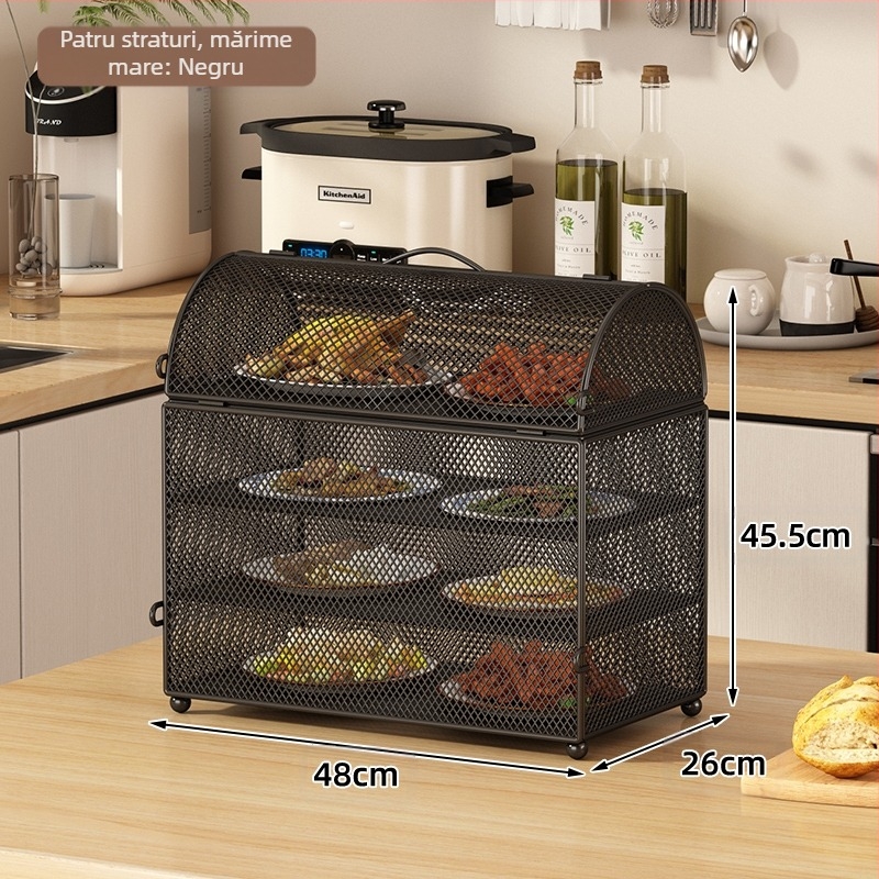 Raft de bucătărie, blat, masă de luat masa, capac anti-fly și țânțari, capac pentru vasul de bucătărie, raft de depozitare multistrat pentru desktop