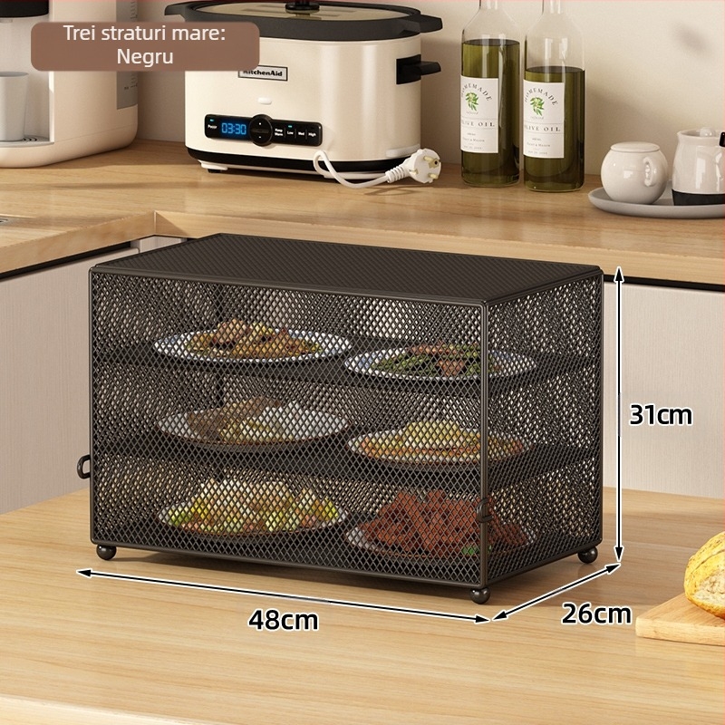 Raft de bucătărie, blat, masă de luat masa, capac anti-fly și țânțari, capac pentru vasul de bucătărie, raft de depozitare multistrat pentru desktop
