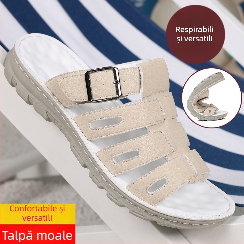 Sandale de mărime mare pentru comerț transfrontalier, papuci noi de vară antiderapanți pentru bărbați, papuci casual goi cu o senzație confortabilă pentru ținute în aer liber