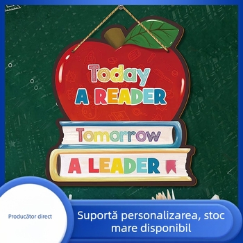 Semn decorativ creativ din lemn cu măr pentru decorarea casei, Temu transfrontalier, sezonul absolvirii