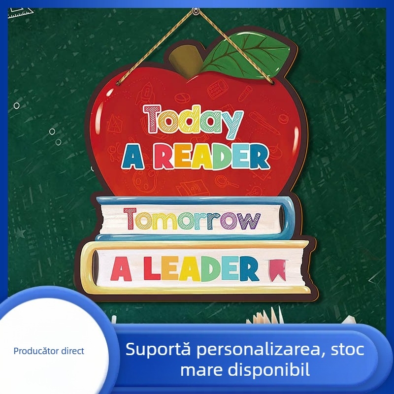 Semn decorativ creativ din lemn cu măr pentru decorarea casei, Temu transfrontalier, sezonul absolvirii