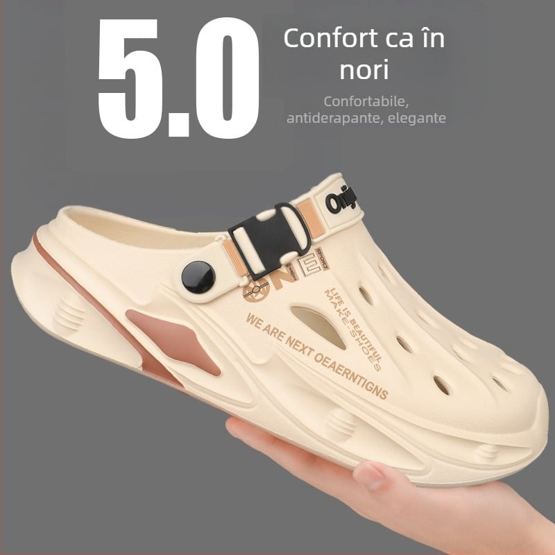 Papuci de vară pentru bărbați cu talpă groasă, înălțime crescută, saboți Baotou anti-alunecare, sandale antiderapante și rezistente la uzură pentru exterior