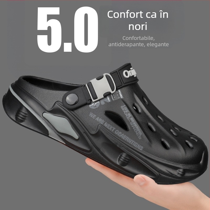 Papuci de vară pentru bărbați cu talpă groasă, înălțime crescută, saboți Baotou anti-alunecare, sandale antiderapante și rezistente la uzură pentru exterior