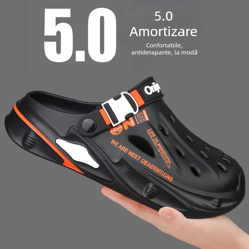 Papuci de vară pentru bărbați cu talpă groasă, înălțime crescută, saboți Baotou anti-alunecare, sandale antiderapante și rezistente la uzură pentru exterior