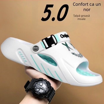 Papuci de masaj pentru picioare pentru bărbați, îmbrăcăminte exterioară la modă de vară, antiderapanți, anti-miros, cu senzație de caca, sandale de plajă cu talpă groasă, mărime mare