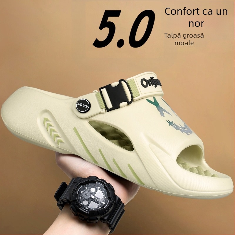 Papuci de masaj pentru picioare pentru bărbați, îmbrăcăminte exterioară la modă de vară, antiderapanți, anti-miros, cu senzație de caca, sandale de plajă cu talpă groasă, mărime mare
