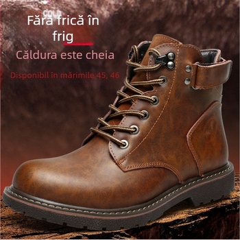 Cizme Martin pentru bărbați, căptușite cu fleece, noi, britanice, 2025, casual, de la mijlocul gamei, din piele, la modă, din bumbac, calde, pantofi la modă