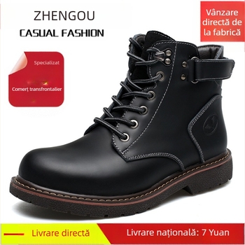 Cizme Martin pentru bărbați, căptușite cu fleece, noi, britanice, 2025, casual, de la mijlocul gamei, din piele, la modă, din bumbac, calde, pantofi la modă