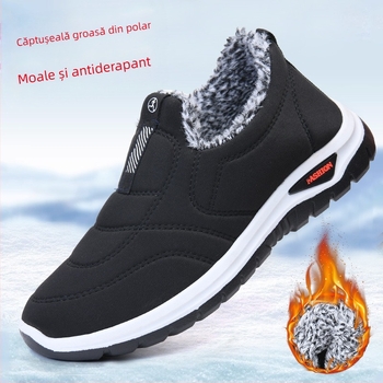 Pantofi de bumbac din pânză vechi de la Beijing, pantofi caldi pentru bărbați și femei, de vârstă mijlocie și vârstnici, pantofi de iarnă cu căptușeală din fleece, pantofi antiderapanți pentru tată, pentru adidași și vârstnici