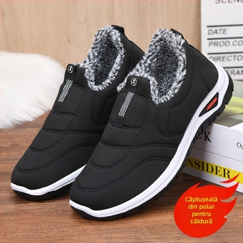 Pantofi de bumbac din pânză vechi de la Beijing, pantofi caldi pentru bărbați și femei, de vârstă mijlocie și vârstnici, pantofi de iarnă cu căptușeală din fleece, pantofi antiderapanți pentru tată, pentru adidași și vârstnici