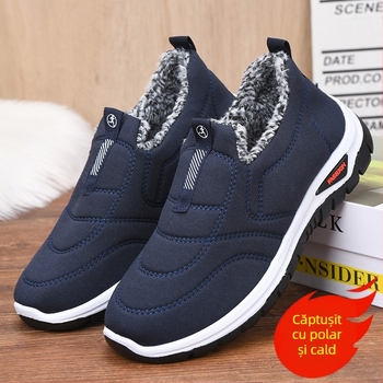 Pantofi de bumbac din pânză vechi de la Beijing, pantofi caldi pentru bărbați și femei, de vârstă mijlocie și vârstnici, pantofi de iarnă cu căptușeală din fleece, pantofi antiderapanți pentru tată, pentru adidași și vârstnici