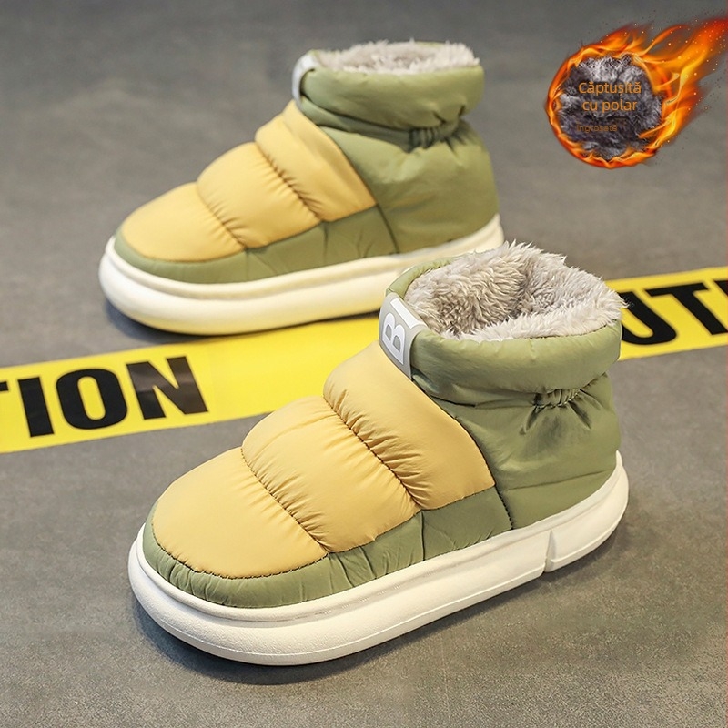 Cizme de zăpadă pentru bărbați, mari producători din Fujian, cizme de iarnă noi, căptușite cu fleece, din bumbac îngroșat, impermeabile, antiderapante, protecție pentru pâine