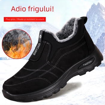 Pantofi de iarnă pentru bărbați, pantofi de bumbac transfrontalieri, pantofi pentru bărbați de vârstă mijlocie și vârstnici, pantofi din pânză Beijing, pantofi căptușiți cu fleece, îngroșați și calduri, pantofi pentru bărbați pentru vârstnici
