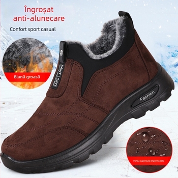 Pantofi de iarnă pentru bărbați, pantofi de bumbac transfrontalieri, pantofi pentru bărbați de vârstă mijlocie și vârstnici, pantofi din pânză Beijing, pantofi căptușiți cu fleece, îngroșați și calduri, pantofi pentru bărbați pentru vârstnici