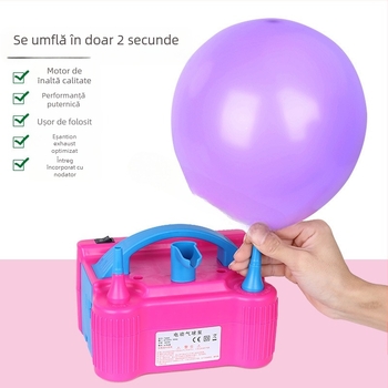 2025 nou umflator electric pentru baloane cu strat dublu, mașină de suflat baloane, pompă de aer, umflator automat cu gaură dublă, vezi detalii